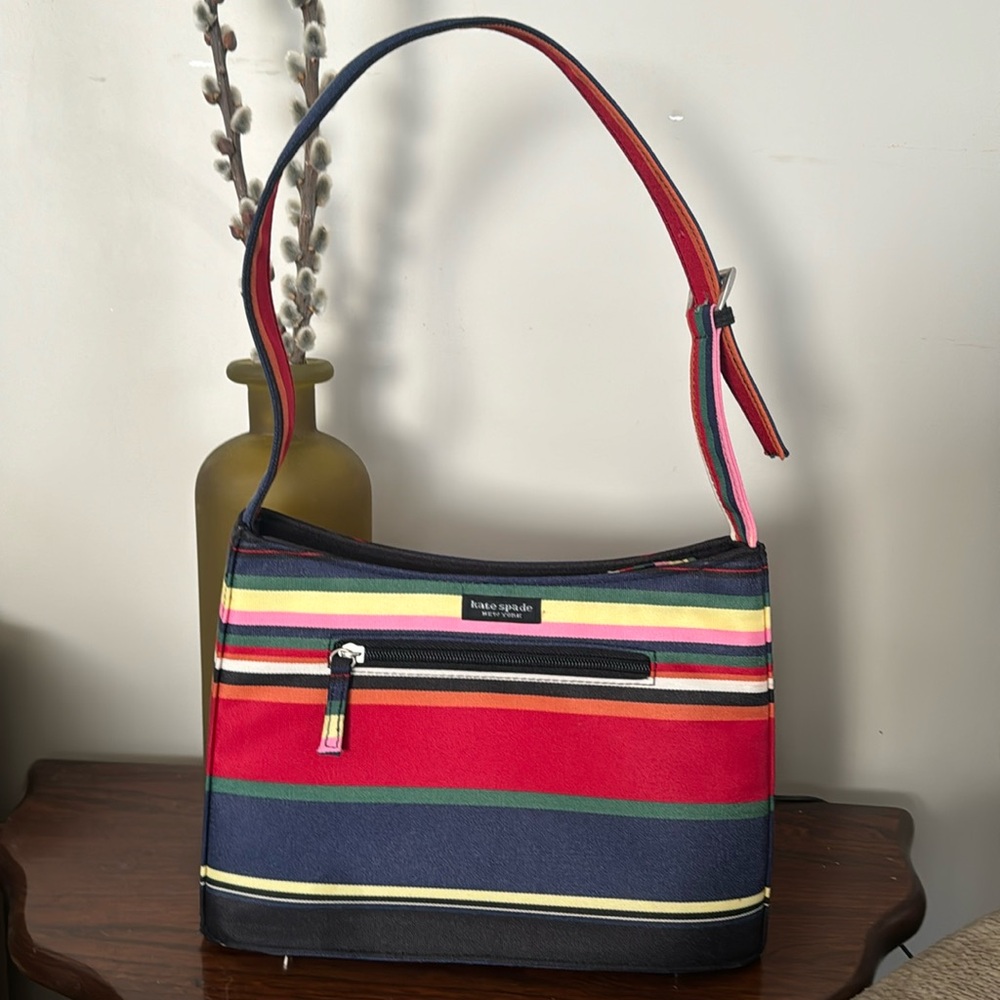 Vintage striped Kate Spade New York bag with feet